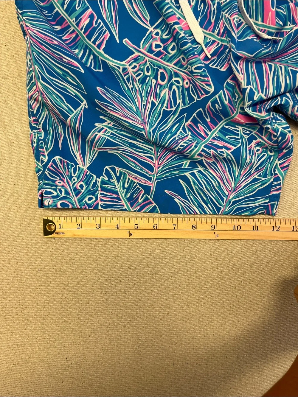Chubbies Tropical Palm Print Swim Trunks Shorts Mens Large Blue